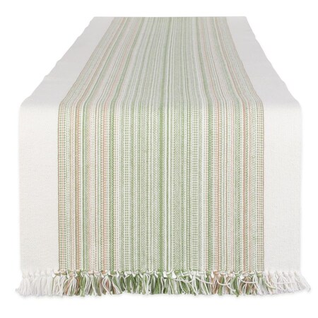 Fastfood 14 x 72 in. Thyme Striped Fringed Table Runner FA2567897